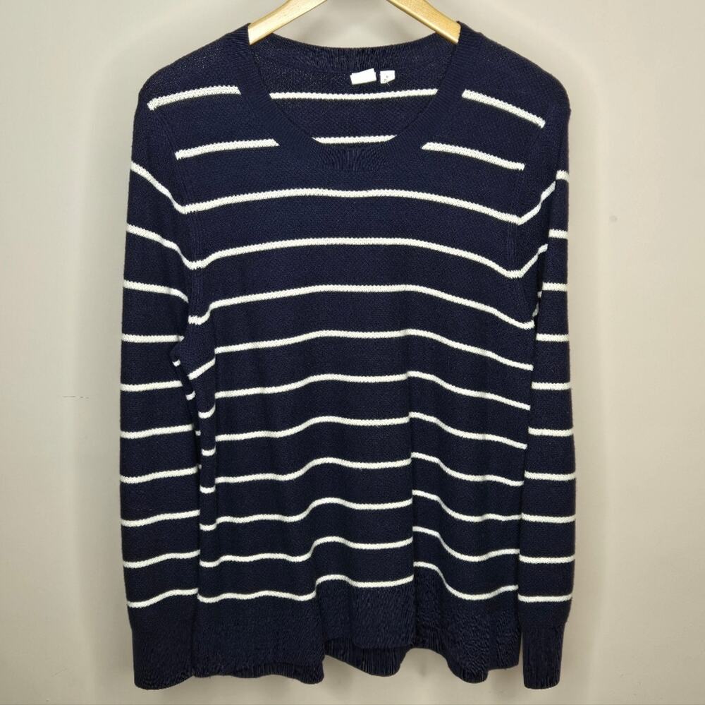 Gap Navy and White Striped Long Sleeve Sweater Size XL